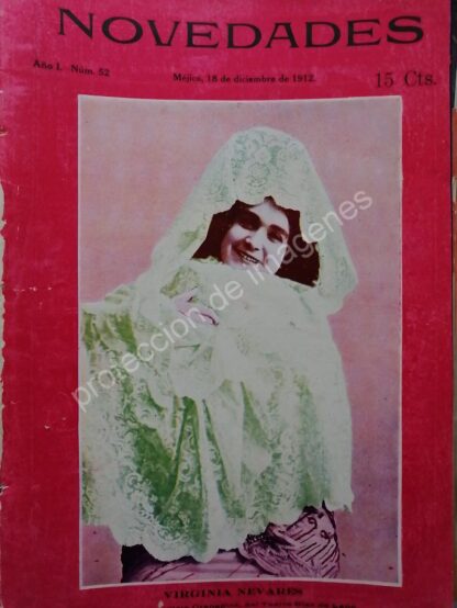 PORTADA ANTIGUA ORIGINAL 1912 LA ACTRIZ. VIRGINIA NEVARES