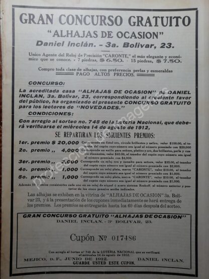 CARTEL ANTIGUO JOYERIAS "ALHAJAS DE OCASION" 1912