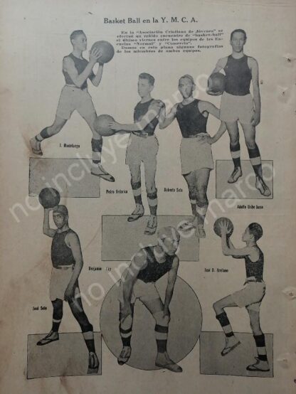 AFICHE ANTIGUO 1920 EQUIPO DE BASQUETBALL DE LA Y.M.C.A. D.F