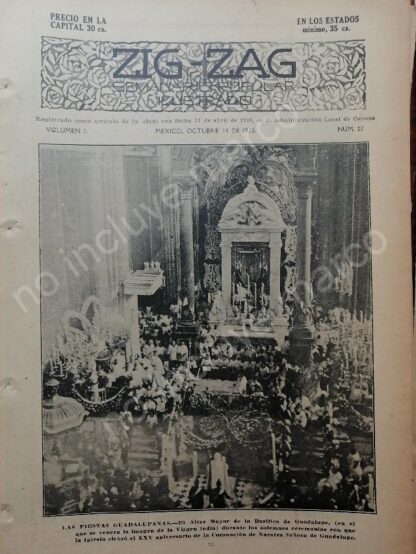 AFICHE ANTIGUO 1920 ALTAR MAYOR BASILICA DE GUADALUPE