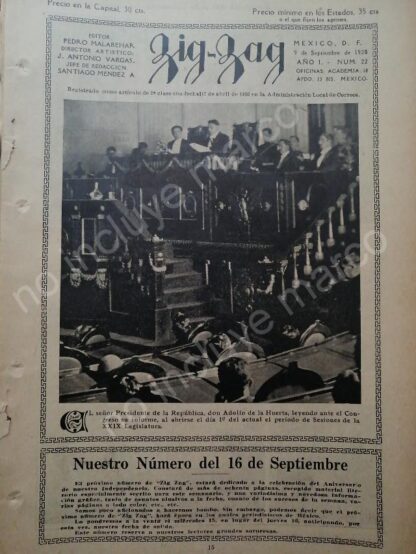 AFICHE ANTIGUO 1920 ADOLFO DE LA HUERTA EN EL CONGRESO