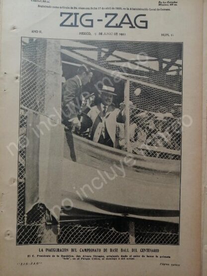 AFICHE ANTIGUO. 1921 ALVARO OBREGON EN PARQUE UNION BEISBOL