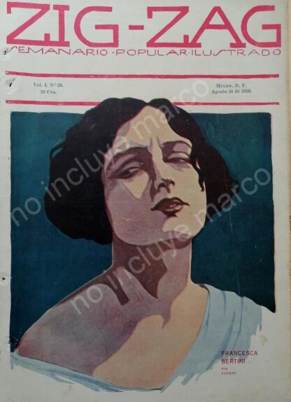 PORTADA ANTIGUA 1920 FRANCESCA BERTINI DIBUJO ANTONIO VARGAS