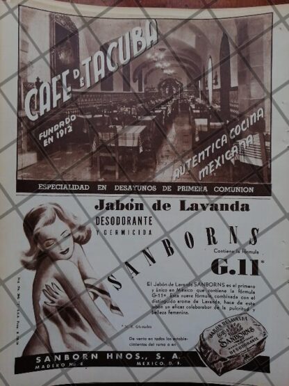 CARTEL ANTIGUO CAFETERIA TACUBA Y OTROS 1950