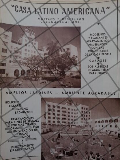 CARTEL ANTIGUO INAUGURAN HOTEL LA LATINO AMERICANA, MORELOS 1950 /4