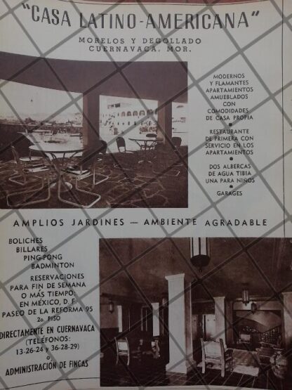 CARTEL ANTIGUO INAUGURAN HOTEL LA LATINO AMERICANA, MORELOS 1950 /2