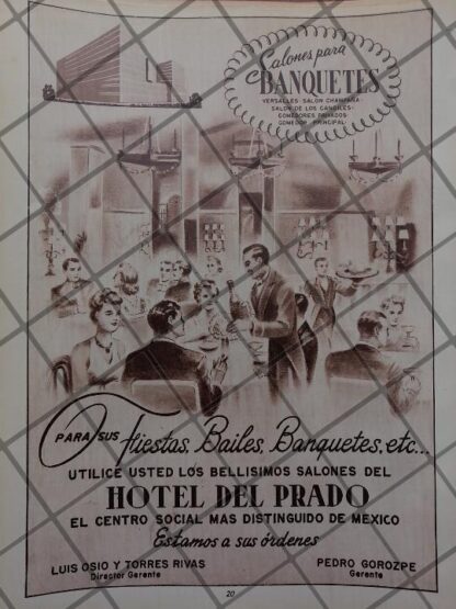 CARTEL PUBLICIDAD ANTIGUA HOTEL DEL PRADO 1951 /887