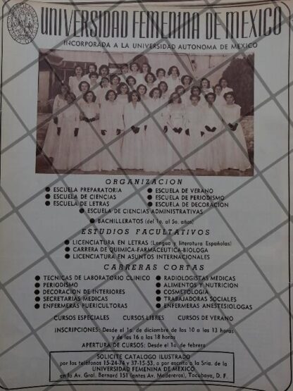 RARISIMO CARTEL ANTIGUO UNIVERSIDAD FEMENINA DE MEXICO 1951