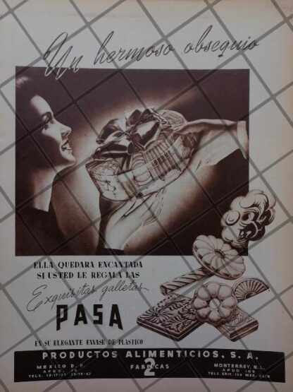 CARTEL PUBLICIDAD ANTIGUA FABRICA DE GALLETAS PASA 1951