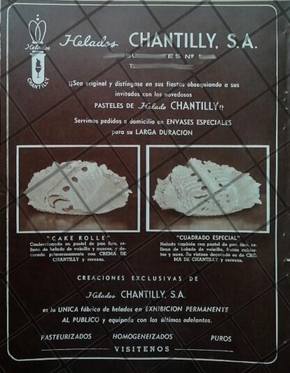 CARTEL ANTIGUO ORIGINAL HELADERIAS CHANTILLY S.A /249