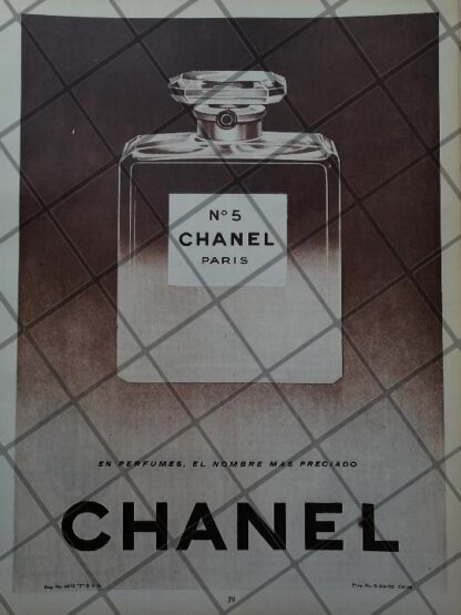 CARTEL PUBLICITARIO ANTIGUO PERFUME. CHANEL No 5 /1951