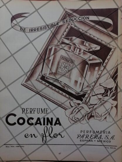 CARTEL PUBLICITARIO ANTIGUO PERFUME. COCAINA EN FLOR 1951