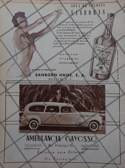 CARTEL ANTIGUO AMBULANCIAS GAYOSSO  Y OTROS 1951/867