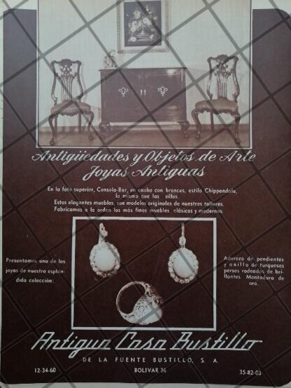 CARTEL ANTIGUO TIENDA JOYERIA DE LA FUENTE BUSTILLO 1951 /858