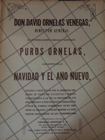 AFICHE RETRO ORIGINAL. SALUDO NAVIDEÑO DE DAVID ORNELAS VENEGAS 1973