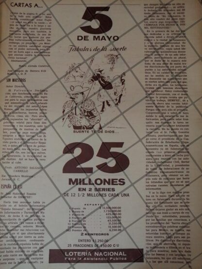 CARTEL ANTIGUO LOTERIA NACIONAL 1964/174