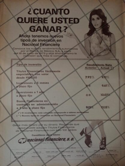 CARTEL RETRO ORIGINAL. BANCO NACIONAL FINANCIERA 1970 /152