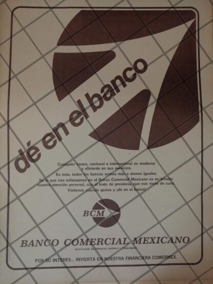 CARTEL RETRO ORIGINAL. BANCO BCM. BANCO COMERCIAL MEXICANO 1972 /150