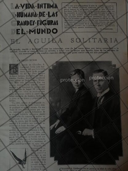 AFICHE ANTIGUO. AVIADOR CHARLES LINDBERG Y SU VIDA 1928