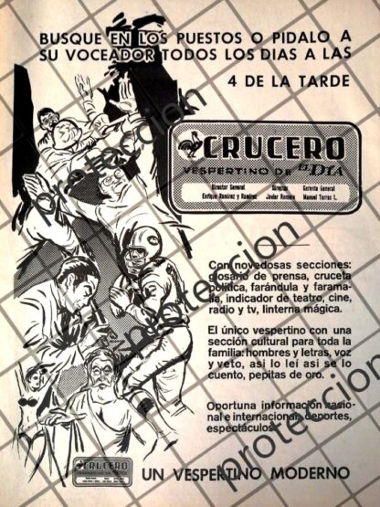 AFICHE RETRO ORIGINAL. PERIODICO CRUCERO VERSPERTINO 1970