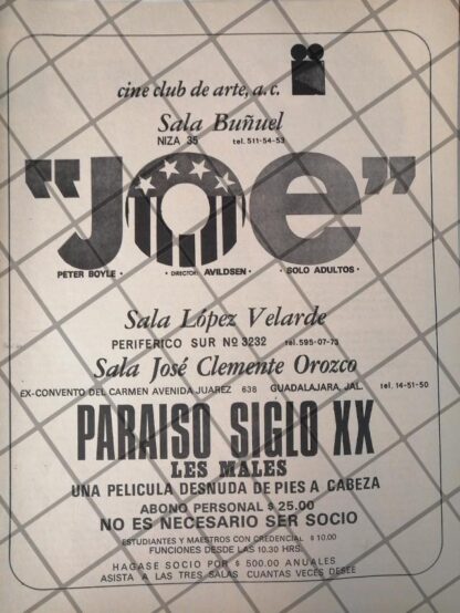 AFICHE ANTIGUO. CINE CLUB DE ARTE A.C. 1971 /5