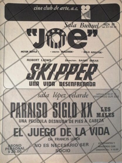 AFICHE ANTIGUO. CINE CLUB DE ARTE A.C. 1971 /4