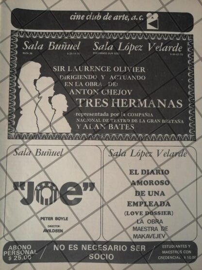 AFICHE ANTIGUO. CINE CLUB DE ARTE A.C. 1971 /1