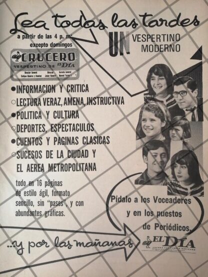 AFICHE RETRO ORIGINAL. PERIODICO CRUCERO VERSPERTINO 1970 /2