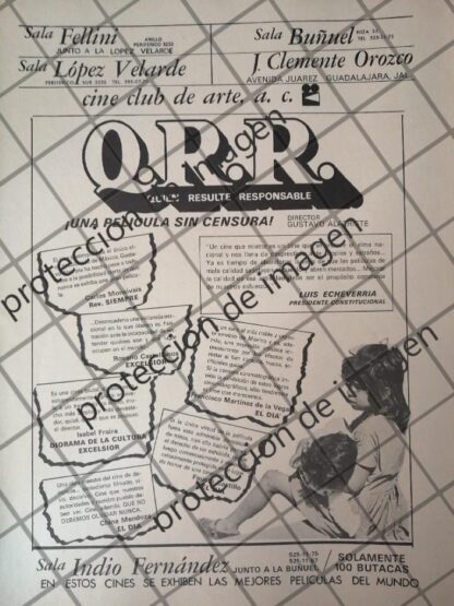 AFICHE ANTIGUO. PELICULA. Q.R.R. QUIEN RESULTE RESPONSABLE. 1971