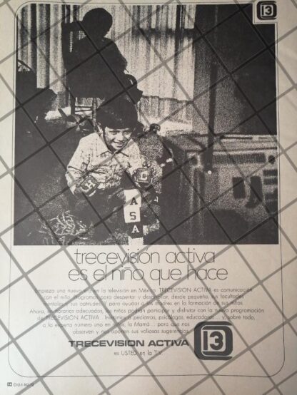 AFICHE RETRO ORIGINAL. TELEVISORA TRECEVISION ACTIVA CANAL 13 1970