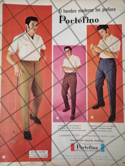 CARTEL ANTIGUO FUTBOLISTA NACHO CALDERON. PANTALONES PORTEFINO 1968 /5