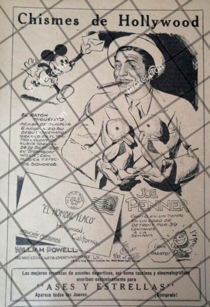 AFICHE ANTIGUO ORIGINAL. DEBUT DE MICKEY MOUSE EN CINE 1934 Y MAS