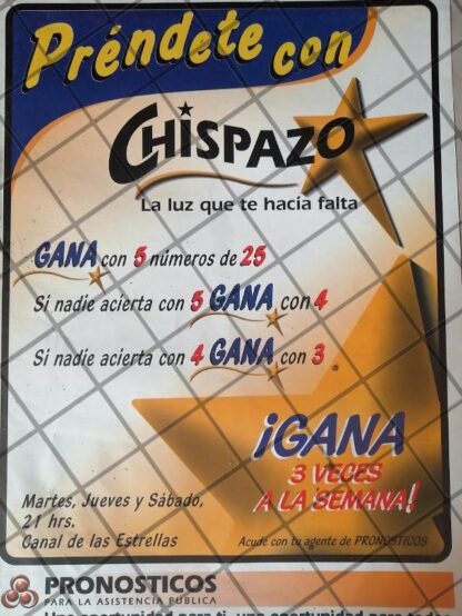 AFICHE RETRO LOTERIA NACIONAL CREA SORTEO CHISPAZO 1999