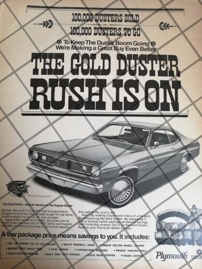 CARTEL RETRO AUTOS PLYMOUTH GOLD DUSTER 1970 -1088