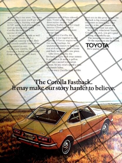 CARTEL RETRO AUTOS TOYOTA COROLLA FASTBACK 1970 -1086