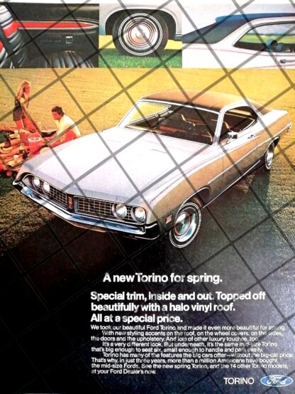 CARTEL RETRO AUTOS FORD TORINO 1971 -1079