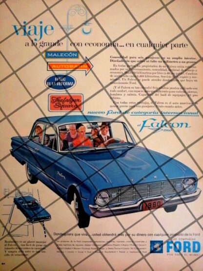 AFICHE RETRO ORIGINAL AUTOS FORD FALCON 1969 -1059