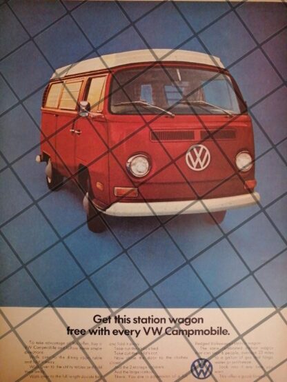 AFICHE RETRO ORIGINAL AUTOS VOLKSWAGEN COMBI 1971 -1056