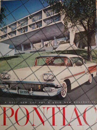 AFICHE RETRO ORIGINAL AUTOS PONTIAC STAR CHIEF 1958 -1045