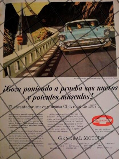 AFICHE RETRO ORIGINAL AUTOS CHEVROLET BELAIR COUPE 1957-1044