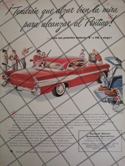 AFICHE RETRO ORIGINAL AUTOS PONTIAC STRATO STREAK V8 1957 -1040