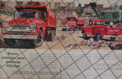 AFICHE RETRO ORIGINAL CAMION DE VOLTEO 100 GENERAL MOTORS 1959