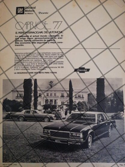 AFICHE RETRO ORIGINAL AUTOS CHEVROLET CAPRICE 1977 -1030