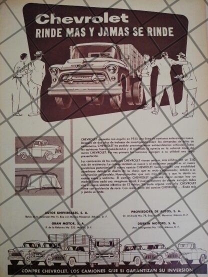 AFICHE RETRO ORIGINAL CAMIONETS CHEVROLET 1955 -1029