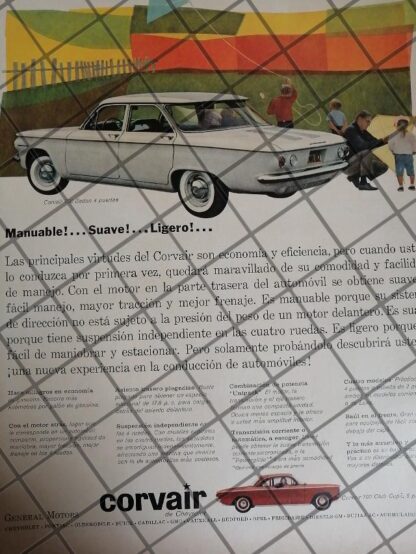 AFICHE RETRO ORIGINAL AUTOS CORVAIR SEDAN 700 1961 /1021