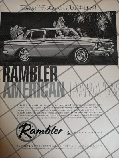 AFICHE RETRO ORIGINAL AUTOS AMERICAN RAMBLER 1963 /1018