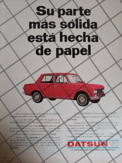 AFICHE RETRO ORIGINAL AUTOS DATSUN BLUEBIRD 1967 /1016