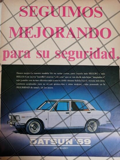 AFICHE RETRO ORIGINAL AUTOS NISSAN DATSUN 1969/1013