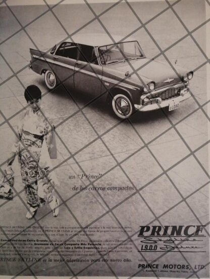 CARTEL RETRO ORIGINAL AUTOS PRINCE SKYLINE 1900 DELUXE 1962 /1003