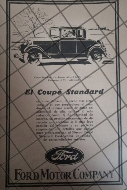 CARTEL VINTAGE ORIGINAL AUTOS FORD MODEL T. COUPE 1926. -1103 RARO